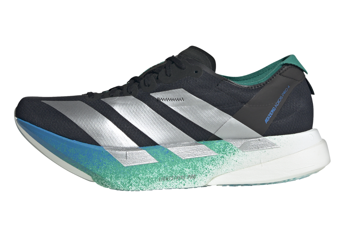 Men's Adidas Adizero Adios Pro 4 :CBLACK/MSILVE/GLRGRN – iRUN