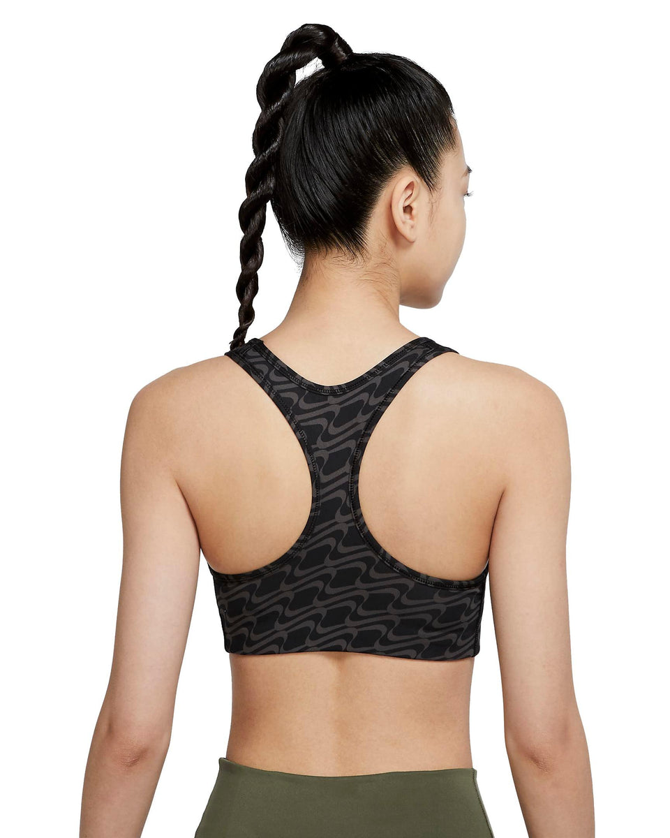 Nike Training Dri-FIT Icon Clash Swoosh medium-support padded keyhole ditsy  floral print sports bra in black