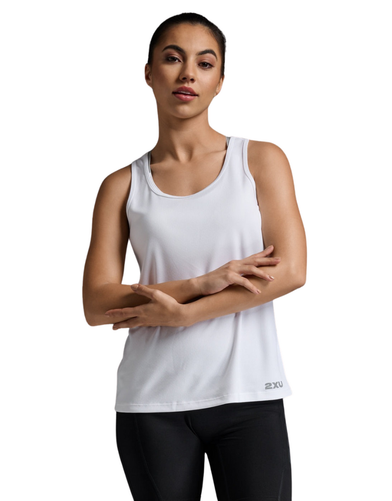 Women's 2XU Aero Running Singlet :White | Silver Reflective