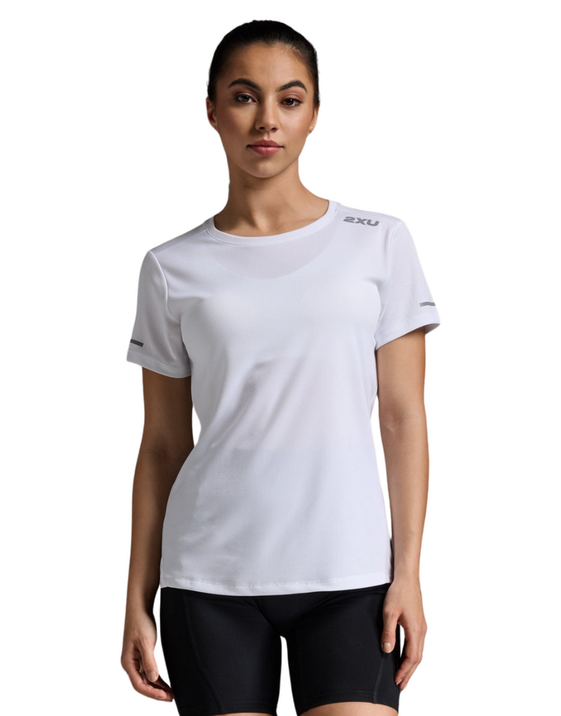 Women's 2XU Aero Running Tee :White | Silver