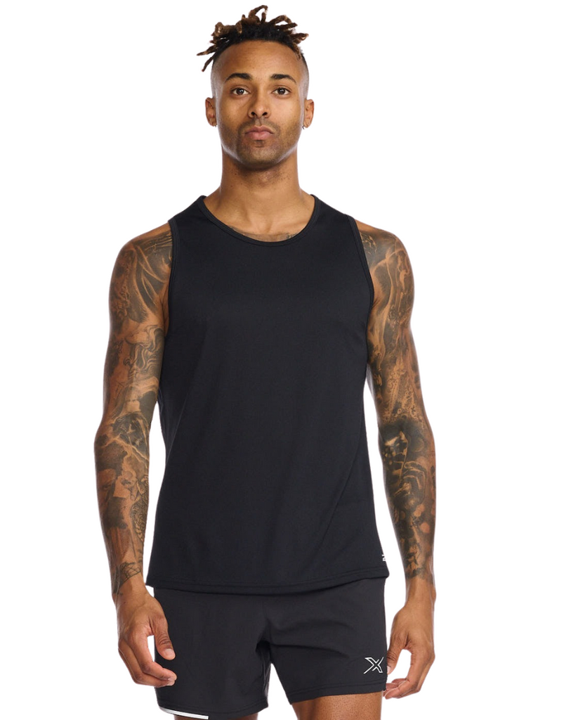 Men's 2XU Aero Running Tank Top :Black | Silver