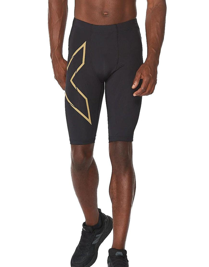 2XU Men's 2XU Light Speed Compression Shorts :Black | Gold Reflective - iRUN Singapore