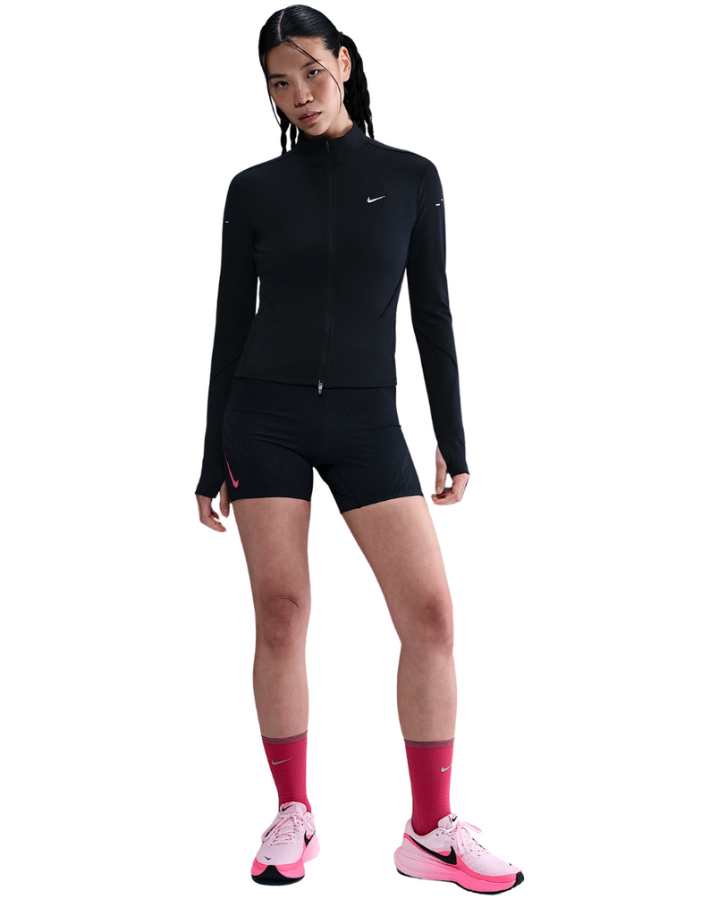 Women's Dri-FIT AeroSwift Running Shorts: Black/Aster Pink/Green Shock