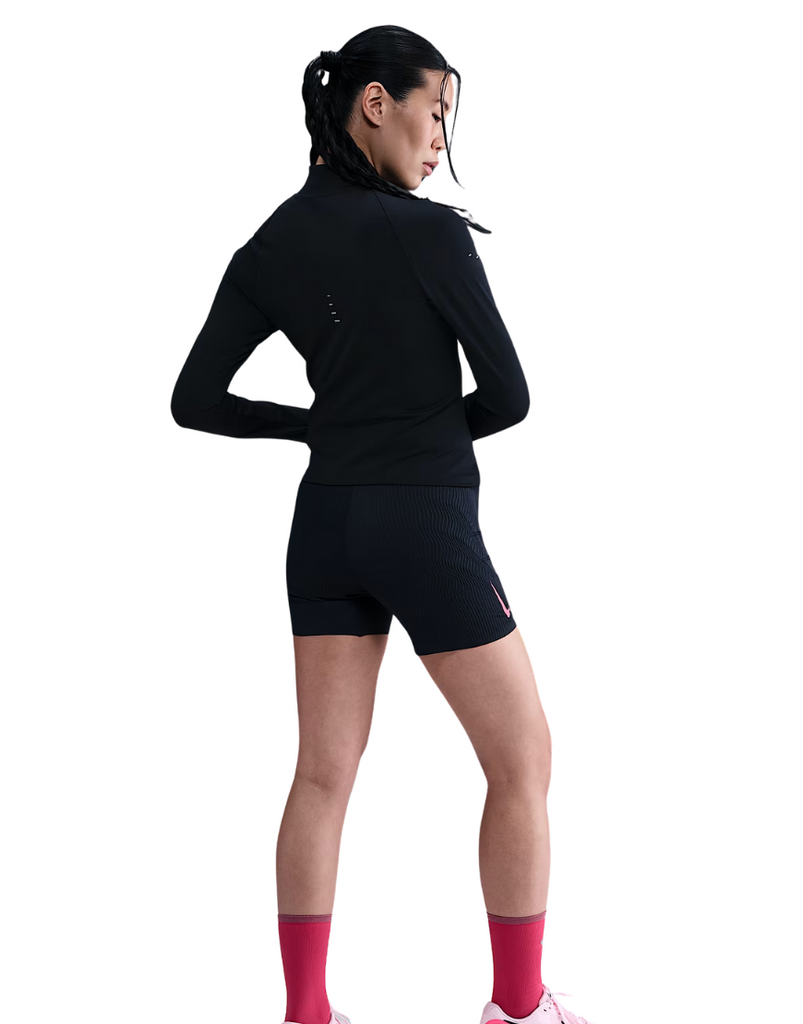 Women's Dri-FIT AeroSwift Running Shorts: Black/Aster Pink/Green