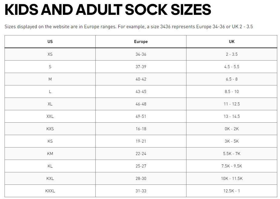 Adidas Kids Adidas Us To Uk Size Chart Niños Adidas Socks