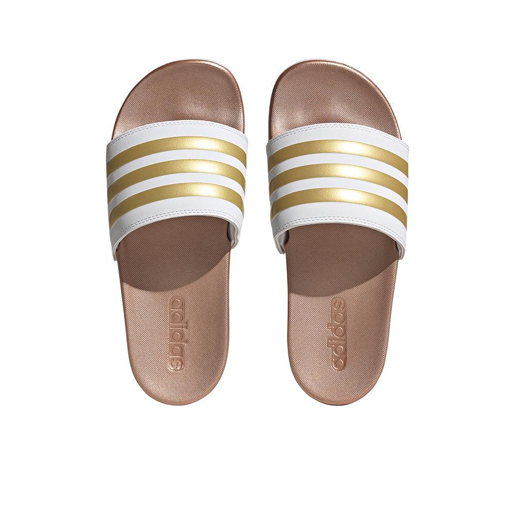 Adidas Adilette Comfort Women's Slides :Cloud White Matte Gold