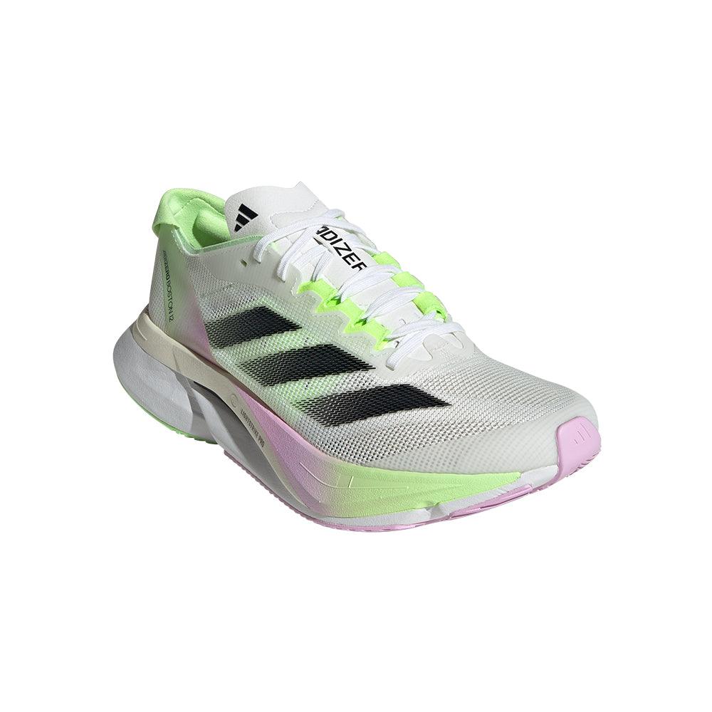 Women's Adidas Adizero Boston 12 Shoes :Cloud White Green Spark