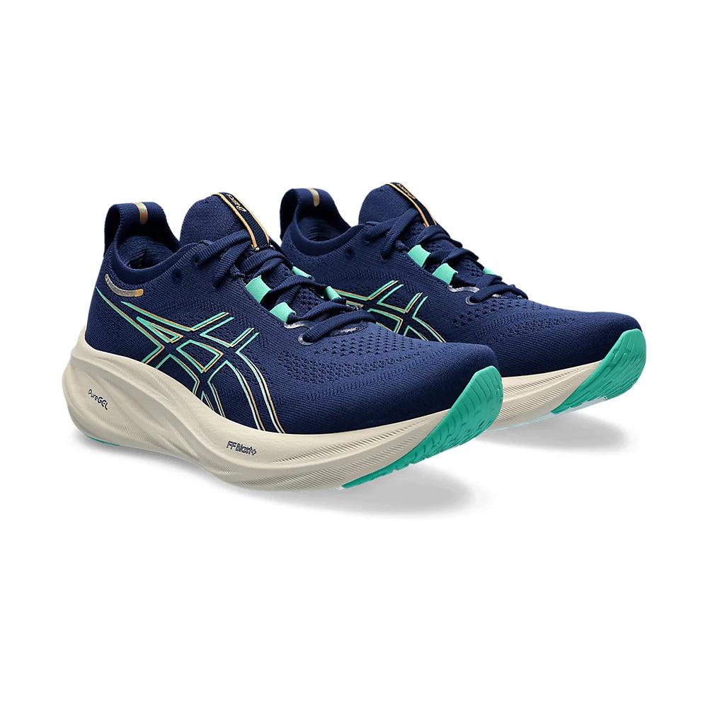 Women's Asics Gel-Nimbus 26 Shoes :Blue Expanse Aurora Green