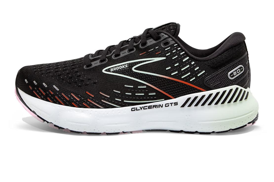 Women's Brooks Glycerin GTS 20 Shoes :Black | Red – IRUN Singapore