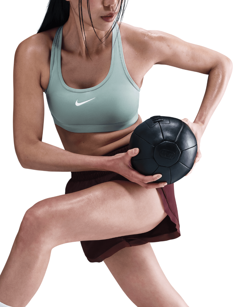 Women's Padded Swoosh Medium Support Sports Bra :Cannon