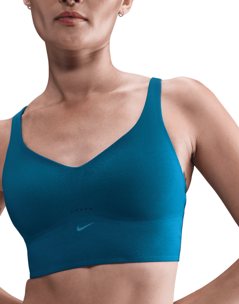 Women's Longline Padded Alate Medium Support Sports Bra :Green Abyss | White