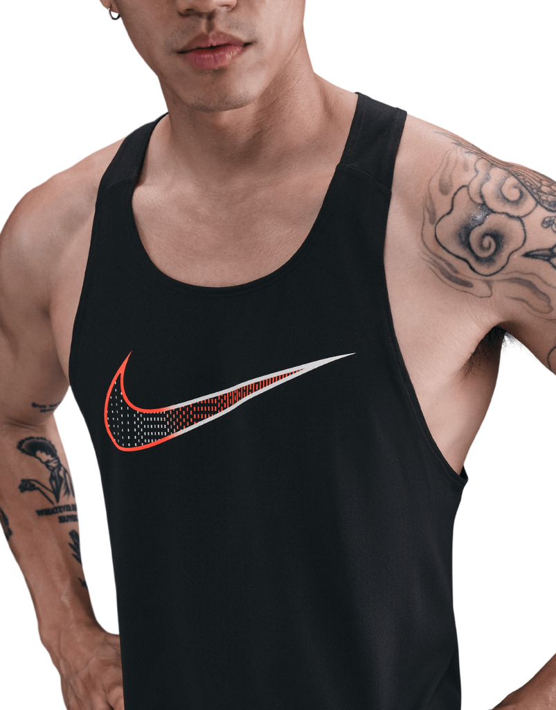 Men's Dri-FIT Fast Running Singlet :Black | Bright Crimson