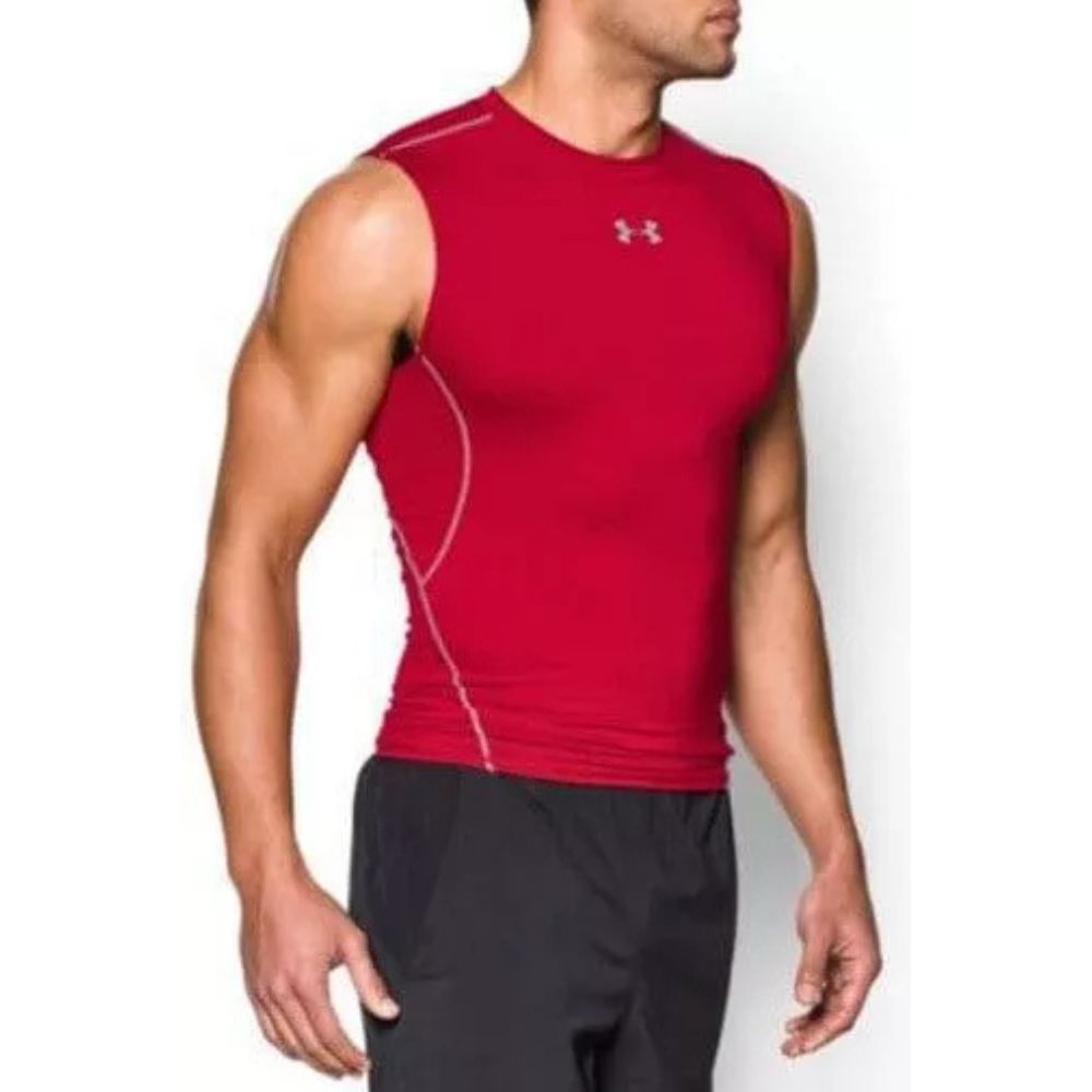 Men's Heatgear Compression Sleeveless Top :Red