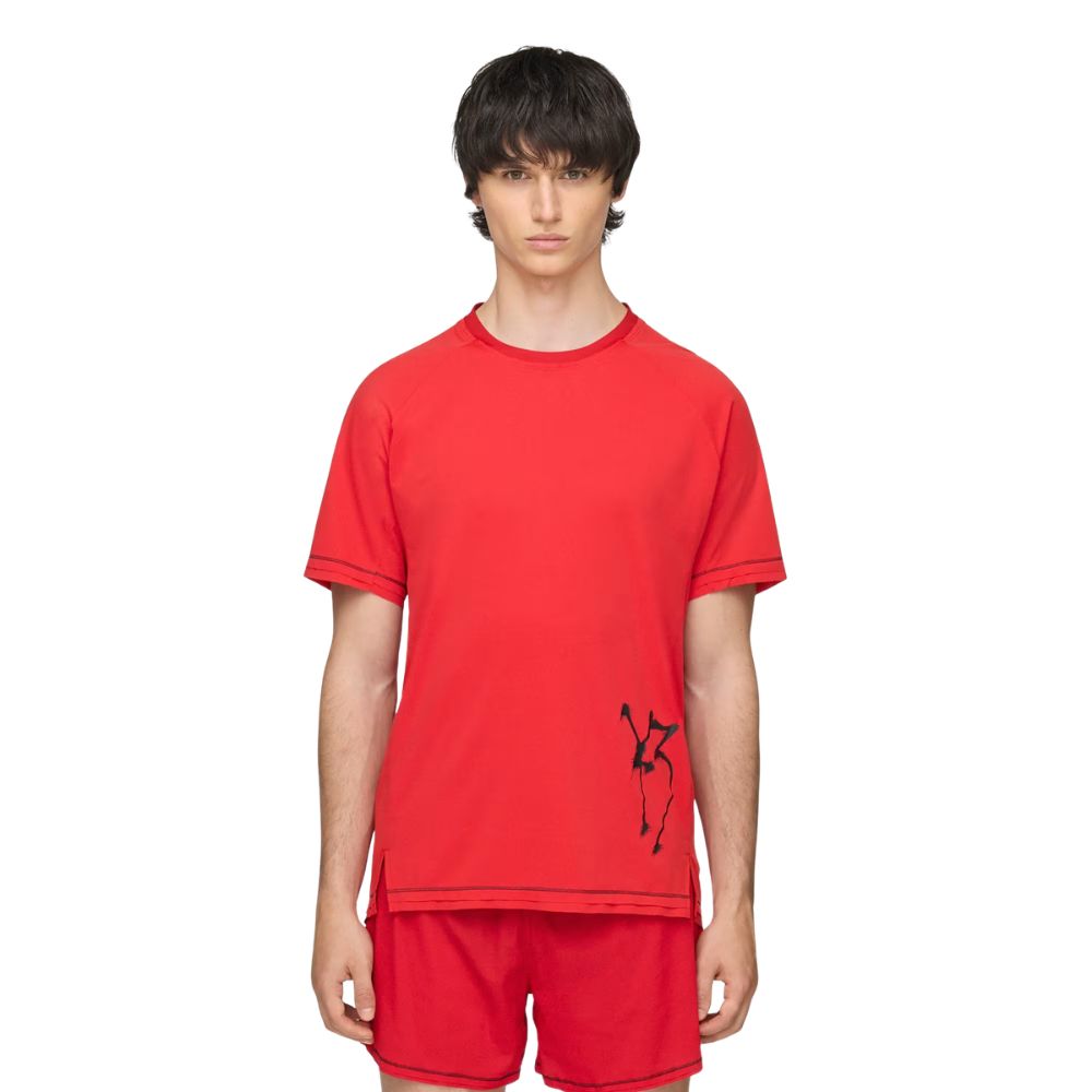Y-3 Chito Graphic Running Short Sleeve Men's T-Shirt :Scarlet