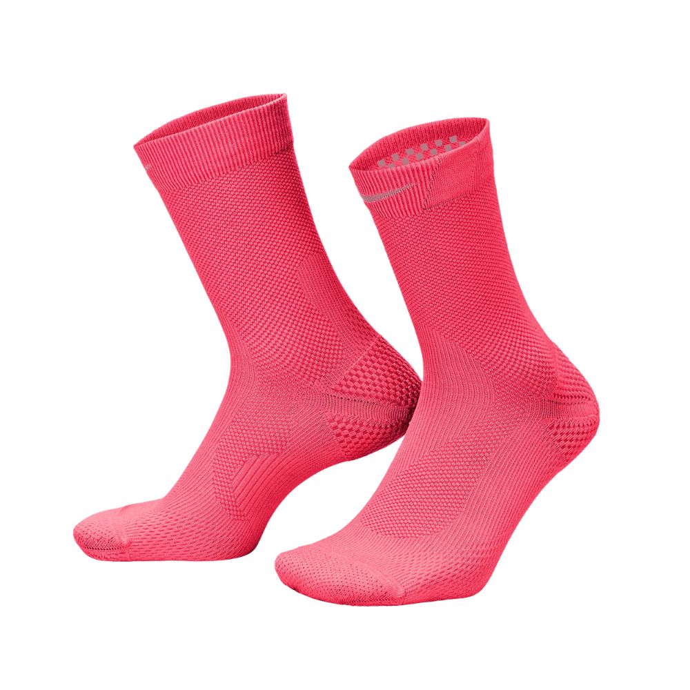 Lightweight Running Crew Socks (1 Pair) Unisex :Laser Crimson | Pink Smoke