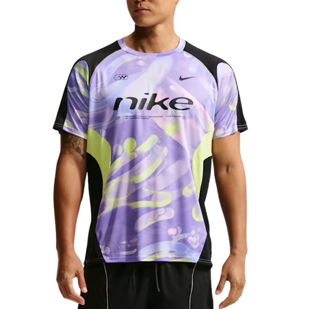 Dri-FIT Short-Sleeve Printed Running Top :Space Purple | Black