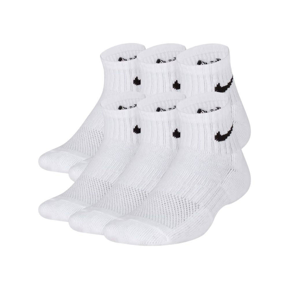 Everyday Older Kids' (Grade School) Cushioned Ankle Socks (6 Pairs) :White