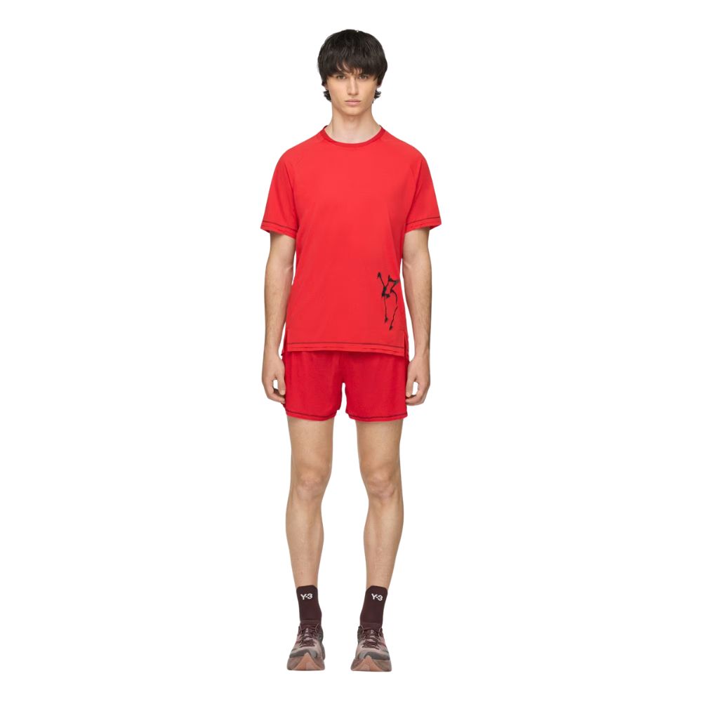 Men's Y-3 Chito Graphic Running Shorts :Scarlet