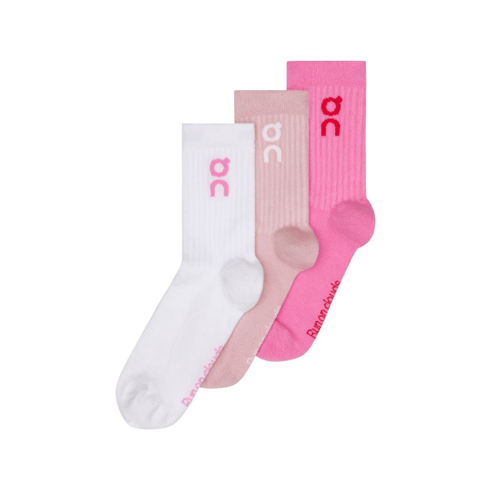 Logo Sock High 3 Pack Unisex :Mauve | Raspberry