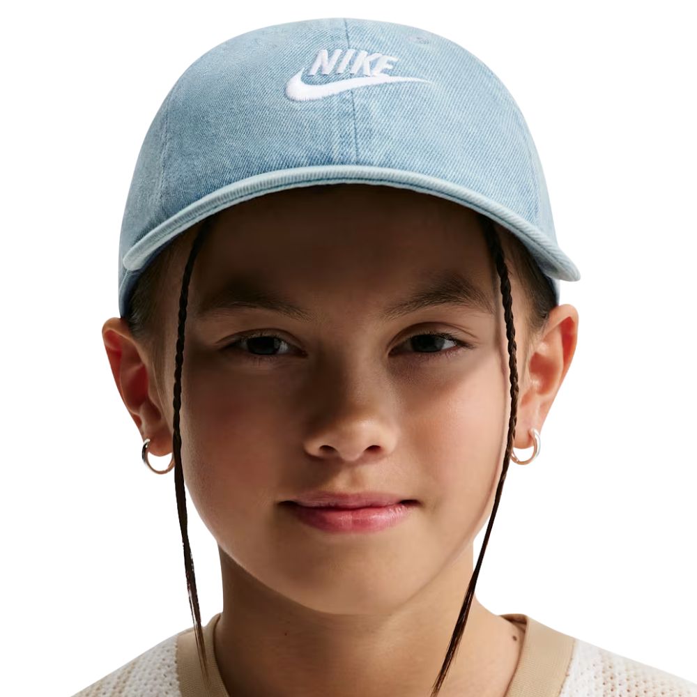 Club Kids' Unstructured Denim Cap :Aegean Storm | White