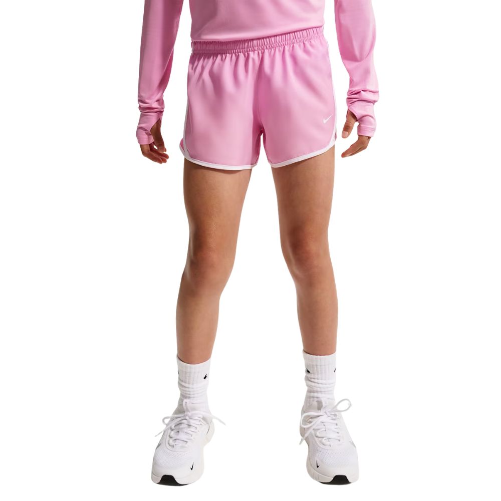 Tempo Older Kids' (Girls') Dri-FIT Running Shorts :Pink Rise | White