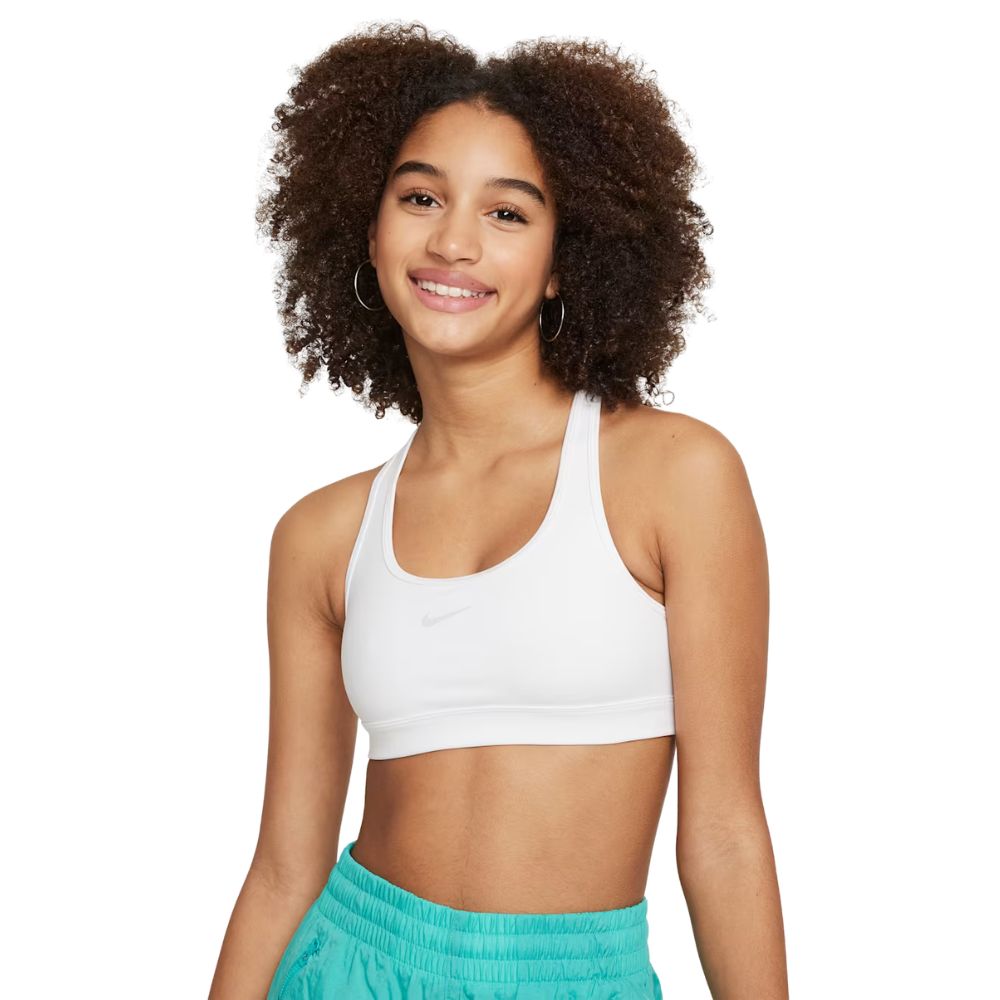 Swoosh Girls' Sports Bra :White | Pure Platinum
