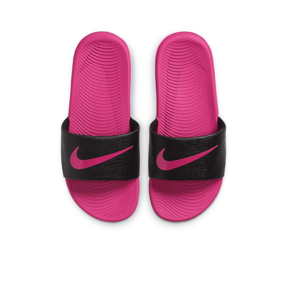 Nike slides with pink logo best sale