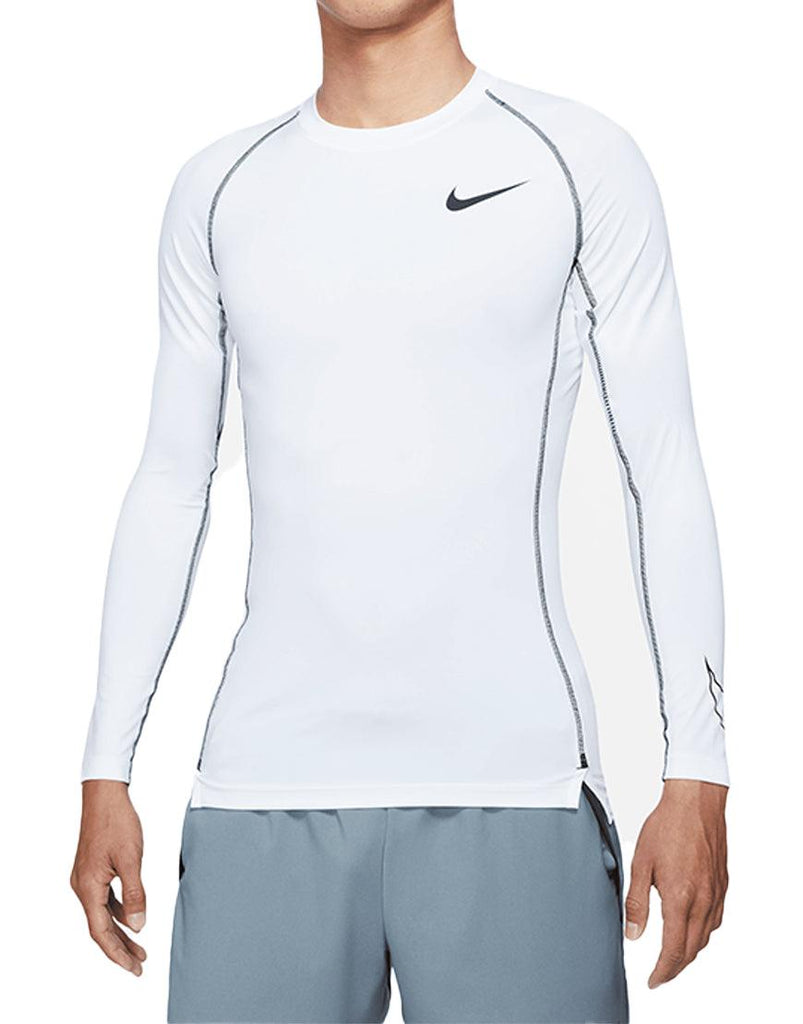 Nike Men's DriFIT Tight Fit Long Sleeve Top :White - iRUN Singapore