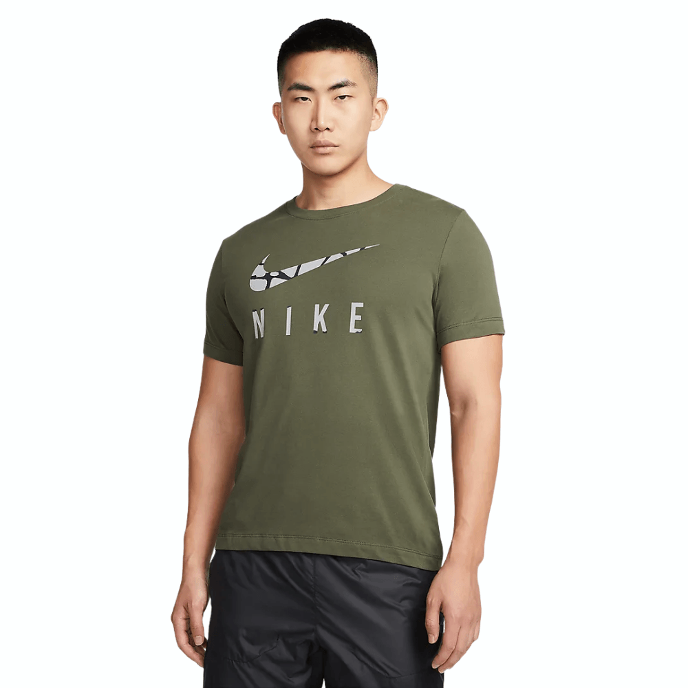 Nike Men's DriFit UV Run Division Tee :Cargo Khaki - iRUN Singapore