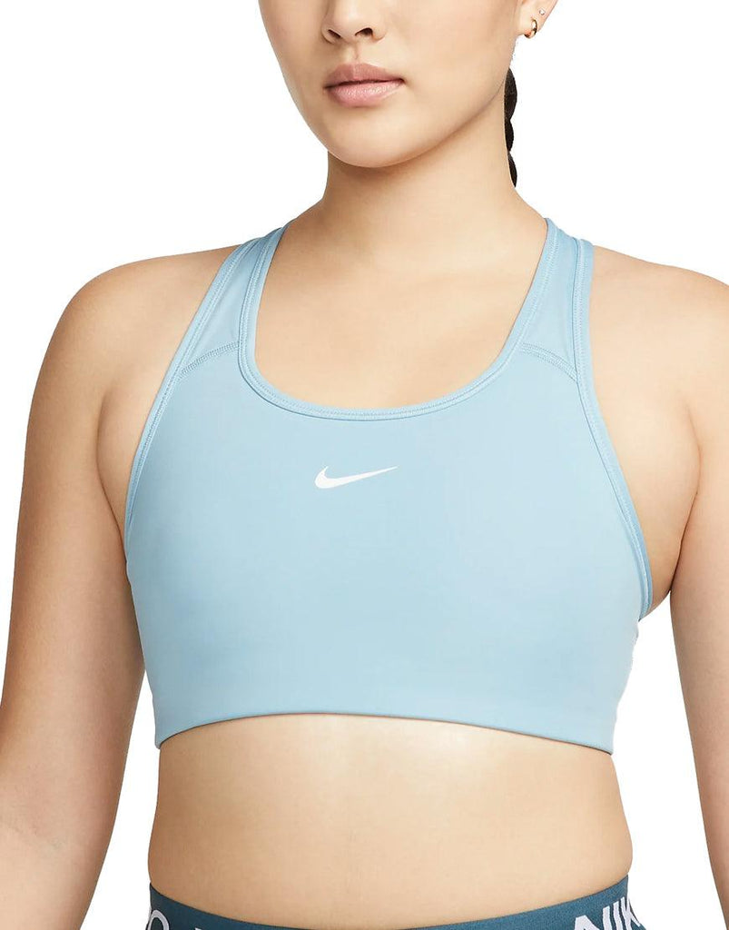 Nike Women's Swoosh Medium Support Sports Bra :Worn Blue - iRUN Singapore