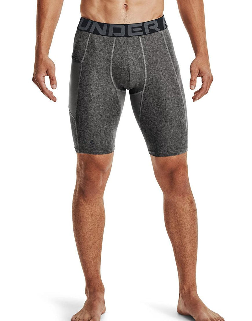 Under Armour Men's HeatGear Pocket Long Shorts :Carbon Heather - iRUN Singapore