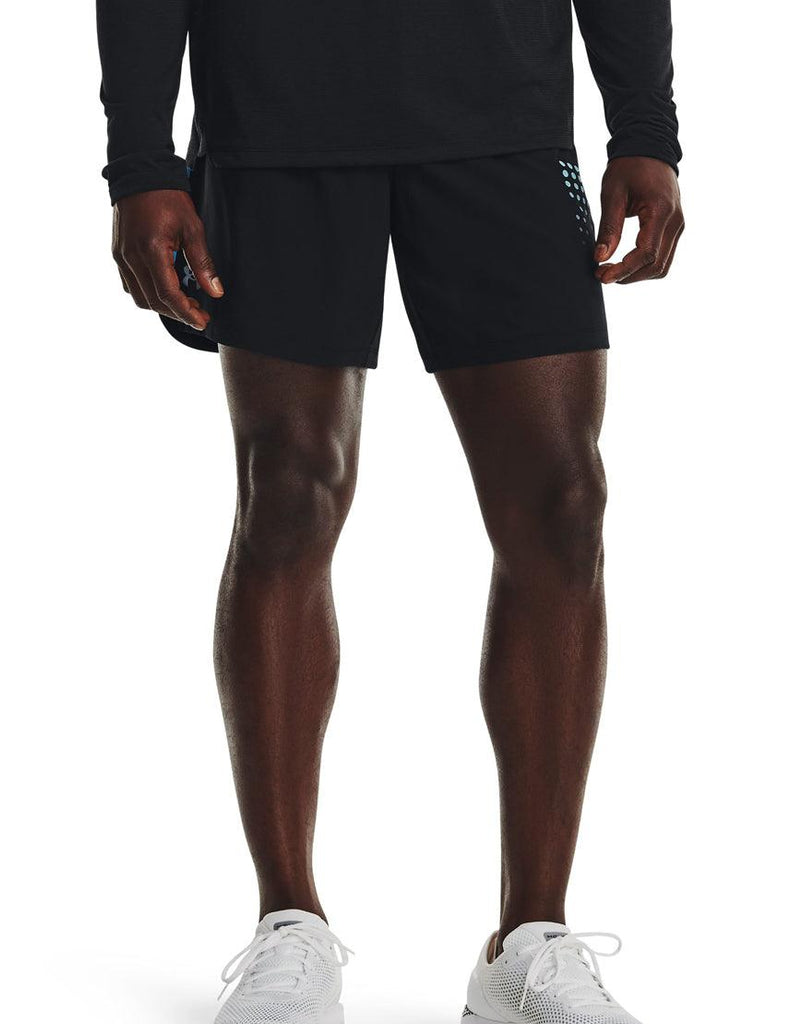 Under Armour Men's SpeedPocket 7in Shorts :Black | Cruise Blue - iRUN Singapore