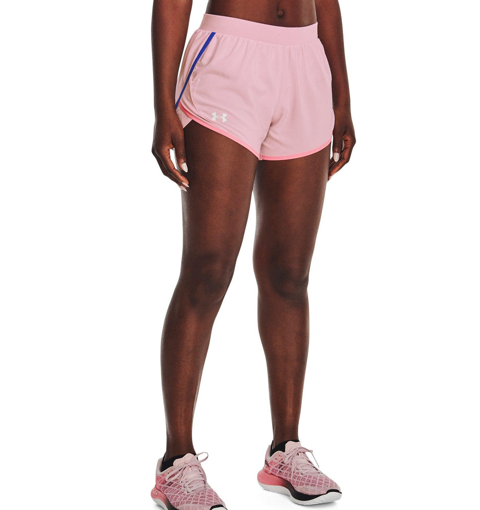 Under Armour Women's Fly By 2.0 Logo Shorts :Prime Pink - iRUN Singapore