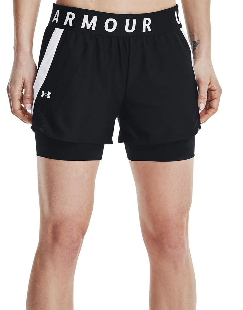 Under Armour Women's Play Up 2in1 Shorts :Black | White - iRUN Singapore