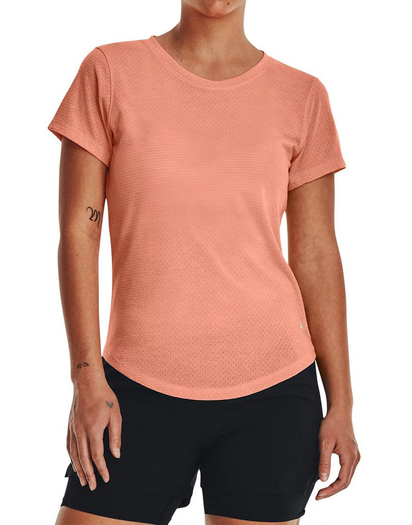 Under Armour Women's Streaker Run Tee :Bubble Peach - iRUN Singapore